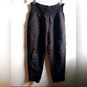 TRANSITIONAL MATERNITY SMOCKED LINEN PANT - Emme Mama, Large, Black